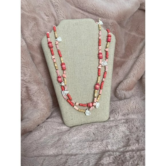 Vintage Double Stranded Beaded Seashell Necklace 🐚 - Picture 1 of 4
